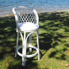 Hire White CaneBar Stool with Cushion